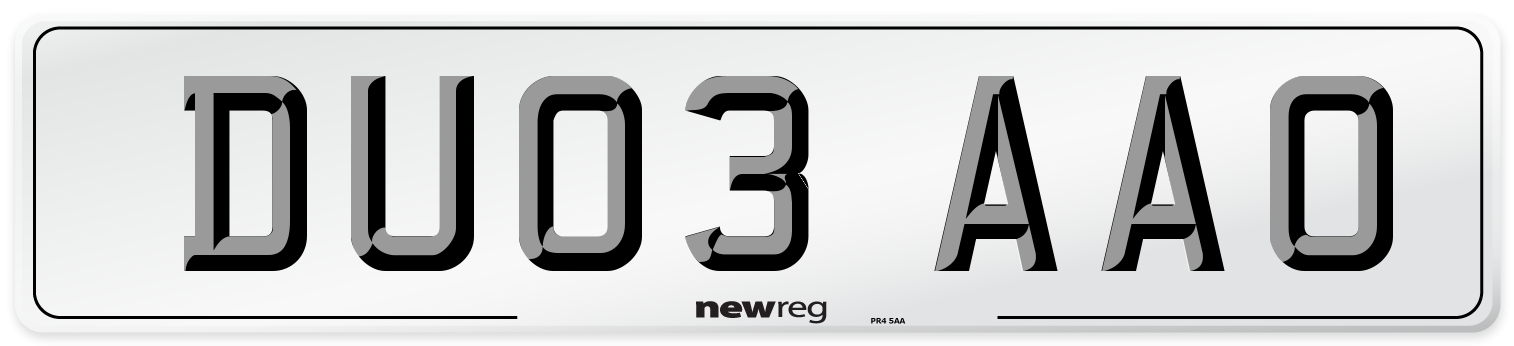 DU03 AAO Number Plate from New Reg